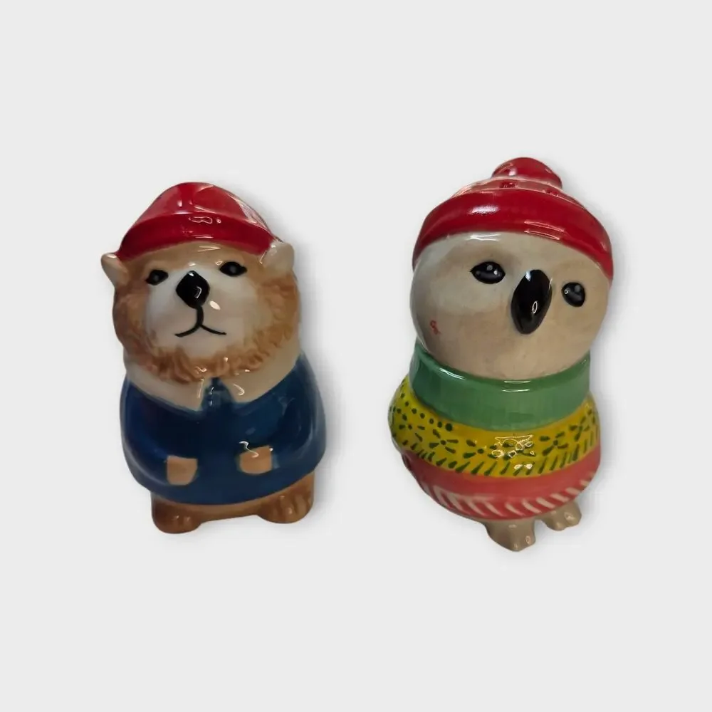 NEW West Elm Animal Salt Pepper Shaker Set Bear Owl Kitchen Decor